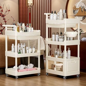 Chariot de rangement de luxe haut de gamme pour salon, en plastique, design moderne, 4 roues, déplacement facile, chariot de salon stable pour usage en salon de beauté - Product Image 2