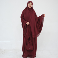 Nouvel Ensemble de Prière 4 Pièces Loriya 2025 de Haute Qualité avec Tapis de Prière et Sac Hijab Dentelle Khimar Jupe Jilbab Abaya Nida
