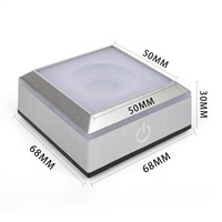 Base de lampe de nuit LED 3D en cristal avec interrupteur tactile, six lumières clignotantes, support carré, plaque d'affichage, base de lumière laser 3D en cristal