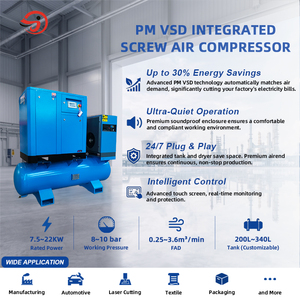 <span class=keywords><strong>Compresor</strong></span> de <span class=keywords><strong>Aire</strong></span> de Tornillo Rotativo Integrado <span class=keywords><strong>Silencioso</strong></span> de Bajo Consumo de Energía PM VSD de 7.5KW 10HP para Maquinaria de Fresado CNC de Precisión - Product Image 2