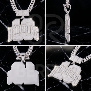 Gra Certified VVS Moissanite Iced Out Number <b>Initial</b> <b>Pendant</b> Custom Hip Hop Letter Name <b>Pendant</b> Baguette Round Fine Jewelry - Product Image 2