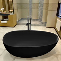 Vente en gros Baignoires à surface solide en pierre naturelle noire mate Baignoires autoportantes en marbre artificiel Baignoires et bains à remous