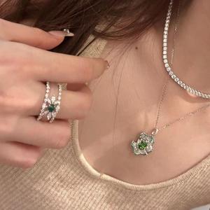 Bague en argent pur S925 de haute qualité, double portée, avec agate blanche, nouvelle bague chinoise en jade concentrique avec jade blanc, bagues fines - Product Image 2