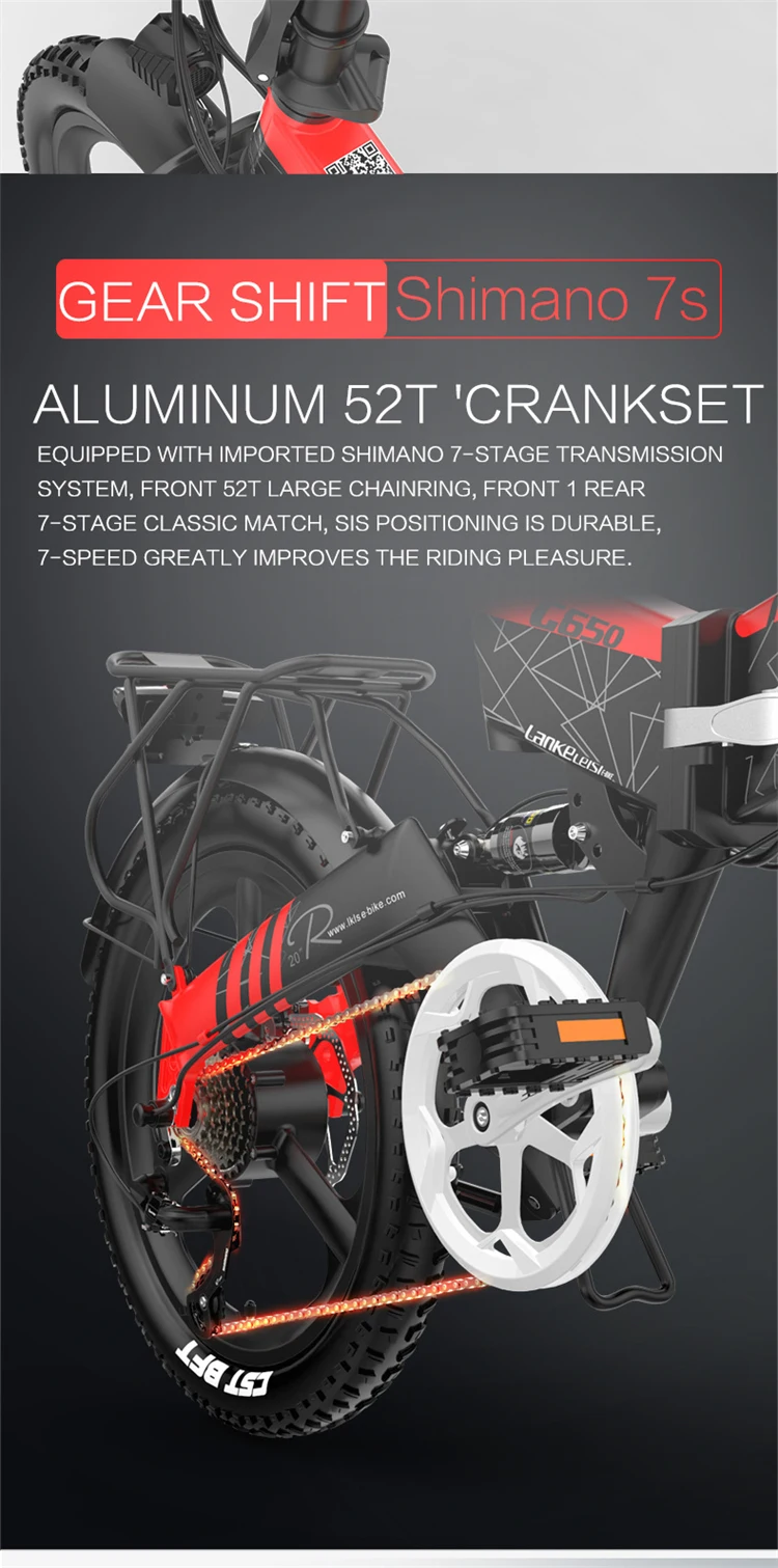 LANKELEISI G650 400w electric bicycle ebike 48V 10.4ah lithium battery aluminum alloy frame e-bike 20 inch folding electric bike