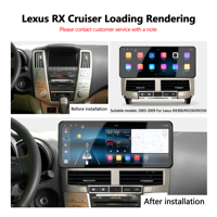 Autoradio Android Meihua 12,3'' 4 cœurs avec CarPlay/Android Auto/GPS/WIFI/DSP/IPS sans fil pour Lexus RX300 RX330 RX350