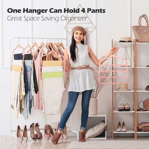 Cintres à pantalons et shorts en velours multiples, gain de place pour le rangement de vêtements dans le placard - Product Image 3