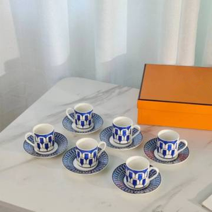 Juego de Regalo Europeo de Lujo, 150 ml, Taza de Café Espresso Turco Árabe de Porcelana Esmaltada con Platillo, 12 Piezas, Borde Dorado, Cerámica - Product Image 2