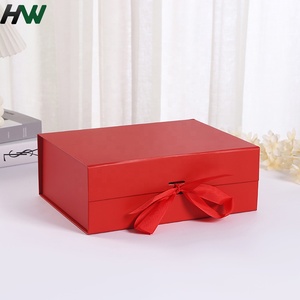 Boîte cadeau en carton pliable magnétique avec logo personnalisé de luxe, avec ruban - Product Image 4