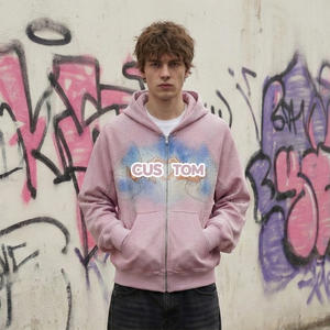 Sweat à capuche zippé personnalisé pour homme, style streetwear basique, vêtement brodé de strass, sweat à capuche de créateur - Product Image 6