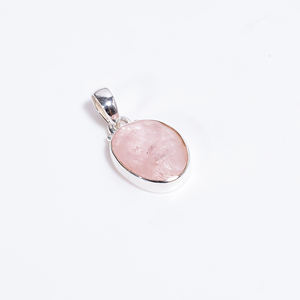 Joyería colgante de piedras preciosas de moda para niñas de Plata de Ley 925, joyería colgante hecha a mano de piedras preciosas de morganita, joyería de plata fina - Product Image 1