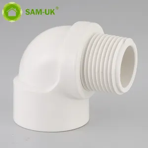 Sam UK produzir vendas por atacado cotoveleiras de plástico roscado em pvc acessórios para tubos de 90 graus cotovelo masculino e feminino