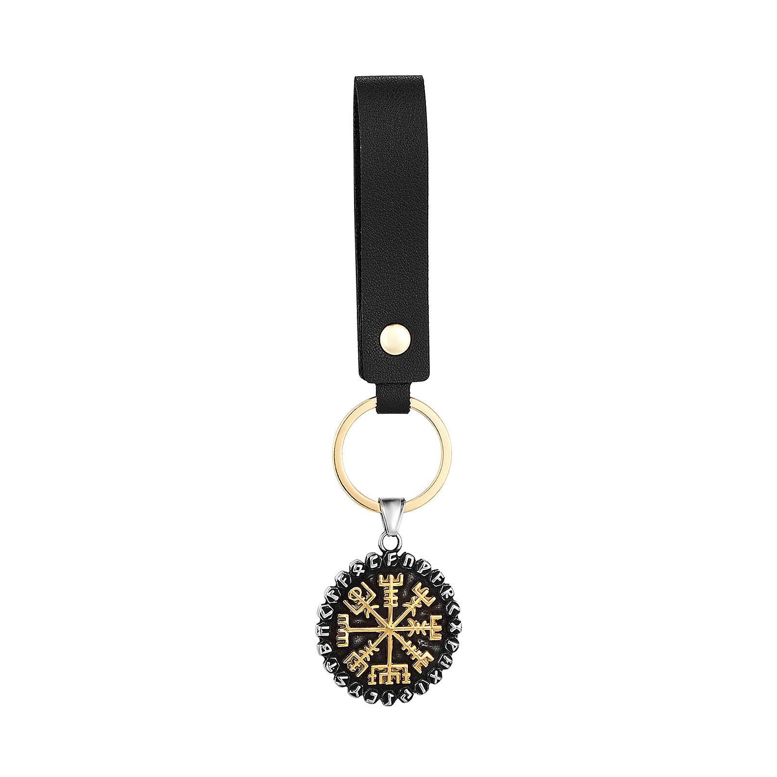 Pendentif bicolore avec cordon en cuir