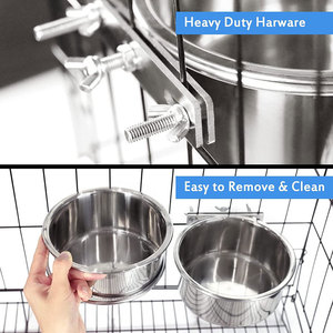 Bunnyhi XGW002 Aço inoxidável Coop Cup Wire Hanger Kennel Pet Bowl Pet <span class=keywords><strong>Food</strong></span> Tigelas de água para cães Gatos Pássaros - Product Image 6