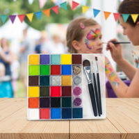 Vente en gros de pigments de peinture pour le visage et le corps à base de minéraux, 30 couleurs, qui brillent dans le noir, pour enfants, certifiés CE, fournitures de peinture corporelle