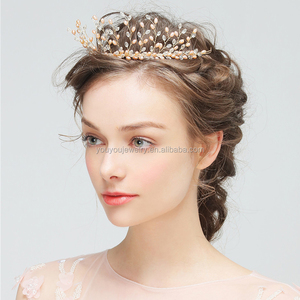 Mariage Demoiselle D'honneur Perle Cheveux Accessoires <span class=keywords><strong>Coiffure</strong></span> À La Main De <span class=keywords><strong>Mariée</strong></span> Princesse Tiara <span class=keywords><strong>Couronne</strong></span> - Product Image 2
