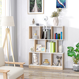 HOMCOM-Librería de pared moderna de madera de 8 niveles, estantería de roble y blanco para sala de estar y dormitorio - Product Image 1