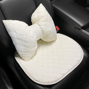 Housse de siège de coussin de voiture de luxe blanc dentelle <span class=keywords><strong>bulle</strong></span> femmes Auto luxe couverture intérieure nœud papillon appui-tête taille oreiller ceinture de sécurité couverture - Product Image 4