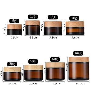 Pot en plastique PET transparent ambré 10g 30g 50g 100g Contenant pour crème hydratante pour le visage avec couvercle en bois noir argenté doré de luxe - Product Image 3