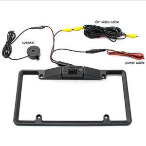 Caméra de recul 3-en-1 avec capteur de stationnement vidéo pour plaque d'immatriculation américaine, sans perçage - Product Image 1