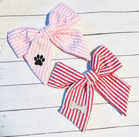 Nœuds papillon de luxe faits main en seersucker pour chiens et chats, brodés en coton, colliers personnalisés pour animaux de compagnie, accessoires en gros