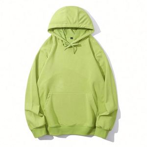 Sweat-shirts personnalisés pour hommes à manches longues, 10 MOQ, 280 g/m², vert fluo, 80 % coton, lettres en relief, avec patchwork, taille XXXXL - Product Image 2