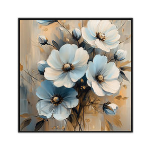 Art floral moderne imprimé sur toile aquarelle avec des tons bleus doux et terreux pour la décoration intérieure - Product Image 1
