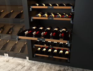 Panier coulissant profond en époxy gris foncé de qualité supérieure, capacité 16 kg, pour étagère de rangement de bouteilles de vin en cave à vin ou en magasin - Product Image 1