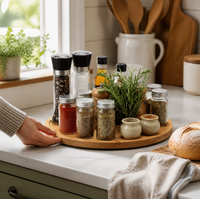 Plateau tournant en bois Lazy Susan à 360 degrés, base rotative de style moderne, multifonction, à un seul niveau, pour la cuisine et le rangement à domicile