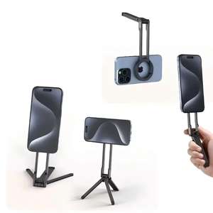 Mini trépied magnétique flexible en aluminium double face pour smartphones de 12 à 16 pouces, support de poche pour utilisation sur bureau - Product Image 4