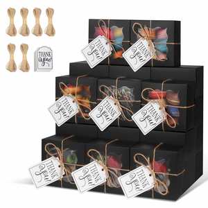 Wholesale Black Bakery Boxes 4x4x2.5 Inches Cookie Boxes Kraft Paper Black <b>Gift</b> <b>Box</b> for Pastries Cookies Pie Donuts Macaroon - Product Image 1