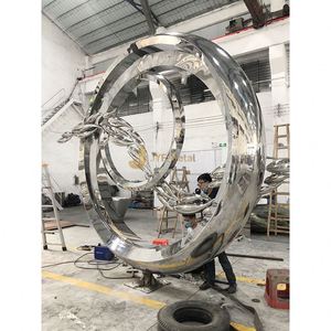 ANW8940 Fabricante Profesional de Esculturas Art Deco de Acero Inoxidable, OEM Confiable para Jardines y Paisajes, Aniversario CN - Product Image 1