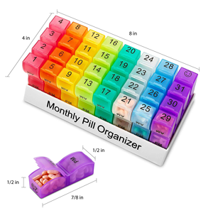 Colorful Plastic Medicine Box One Month 31 Days <b>Pill</b> Storage Independent Multi-Compartment Storage Monthly Travel Tablet <b>Cases</b> - Product Image 2
