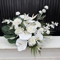 Boule de fleurs artificielles blanches en soie PPS en gros pour centre de table, arrangement floral pour décoration de mariage