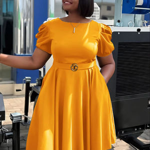 Ultimi Modelli di <span class=keywords><strong>Abiti</strong></span> Estivi <span class=keywords><strong>da</strong></span> Donna Eleganti, Formali, Casual, Traspiranti con Bottoni e Cristalli, Stile Africano - Product Image 1