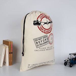 Sac cadeau de Noël en coton avec cordon de serrage, imprimé Père Noël et rennes, réutilisable, pour fêtes de fin d'année, pour enfants et adultes - Product Image 4