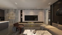 Meuble TV moderne en bois sur mesure pour salon |   Utilisation en villa et en appartement |   Conception personnalisée et service tout-en-un
