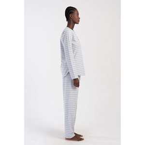 Ensemble de pyjama pour femmes XXL à col rond et manches longues, motif ovale, avec logo personnalisé, rayé, vêtements d'intérieur avec taille élastique, respirant pour la saison hivernale - Product Image 3