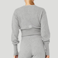 Ensemble pantalon et cardigan en tricot pour femme, couleur unie, style décontracté d'hiver, avec boutons
