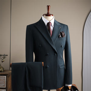 Completo da <span class=keywords><strong>Uomo</strong></span> Stile Coreano Casual per Matrimonio, Doppiopetto, Abbigliamento per Sposo e Testimoni, Design Stampato con Fronte Piatto in Lana Pettinata - Product Image 2
