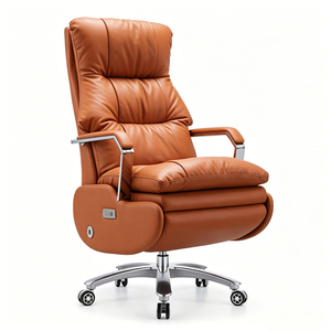 Silla de Oficina Ejecutiva con Masaje Eléctrico |   Sillón Reclinable de Cuero Genuino con Calefacción y Ventilación |   Silla de Oficina Ergonómica y Confortable - Product Image 4