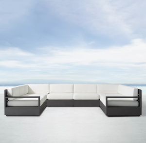 Ensemble de canapés d'extérieur de luxe en aluminium pour hôtel, grand canapé d'angle en U pour jardin - Product Image 1