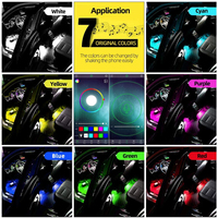 HOLY Lumière d'ambiance LED néon pour l'intérieur de voiture, USB sans fil, contrôle par application, commande musicale, clignotant ambre, DRL, Plug-and-Play