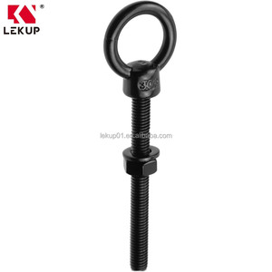 Écrous à œil à tige longue noirs avec rondelle et écrou M6 en acier inoxydable 304, boulon à œil de levage robuste, boulon à œil à épaule fileté pour usage intensif - Product Image 1