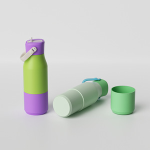 Insulated Water Bottle Macaron Color Blocking Detachable Handle Travel Outdoor Home Office Use - Product Image 4
