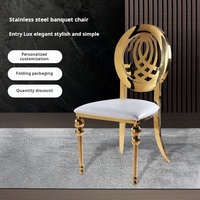 Furnitur Hotel Kursi bunga punggung bumi baja tahan karat kursi jamuan makan Hotel atau pernikahan dengan kursi belakang baja besar