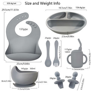 Commercio all'ingrosso di alta qualità Set di alimentazione del bambino BPA Free Eco-tossico amichevole per uso alimentare in Silicone stoviglie sicuro durevole LOGO personalizzato - Product Image 3