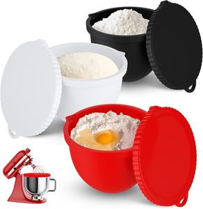 Inserts de bol en silicone de haute qualité pour mélangeurs KitchenAid 5Qt à tête inclinable, inserts de bol avec couvercles, compatibles, réutilisables - Product Image 1