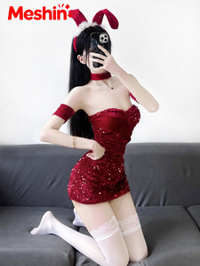 Costume de lingerie sexy Meshin pour le Nouvel An, tenue de princesse pour adulte, uniforme inspiré des Spice Girls, costume de lapin sans bretelles pour Noël - Product Image 3