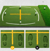 Tapis d'entraînement de golf premium avec guide de positionnement en croix, lignes de trajectoire de swing et gazon double densité pour l'entraînement au chipping de golf