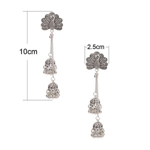 Boucles d'oreilles pendantes paon vintage, plaqué or antique, alliage de zinc, bijoux de fête pour femme - Product Image 3